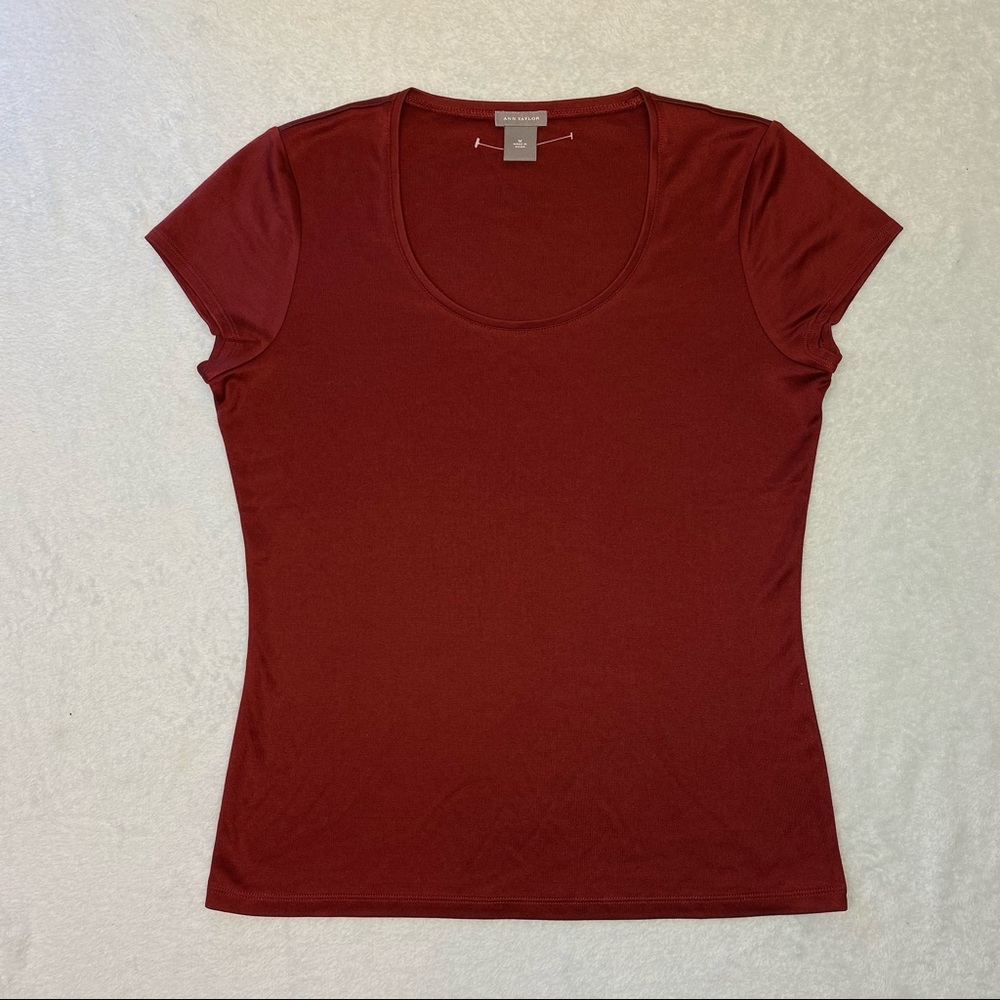 Ann Taylor Womens Short Sleeve Silk Scoop Neck Top - Picture 13 of 13